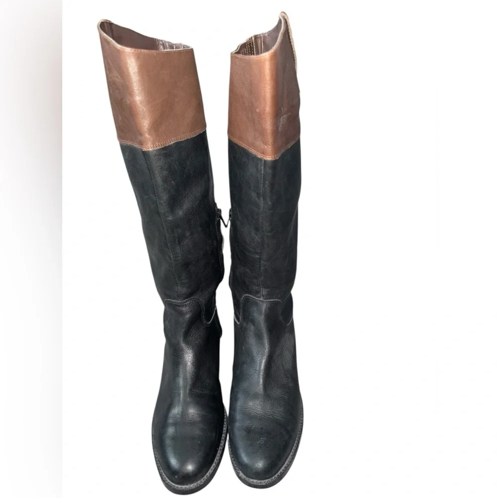 Ralph Lauren two toned rider boots janessa boots